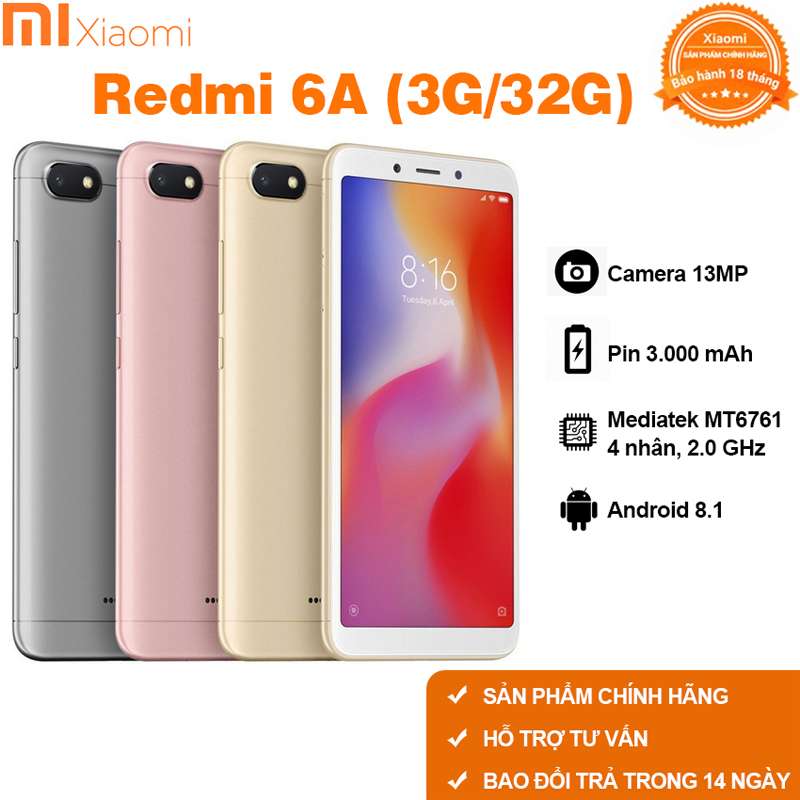 điện thoại giá rẻ dưới 3 triệu Xiaomi Redmi 6A