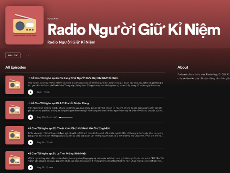 Podcast hay về cuộc sống "Radio Người Giữ Kỉ Niệm"